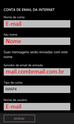 Configuração IMAP e SMTP